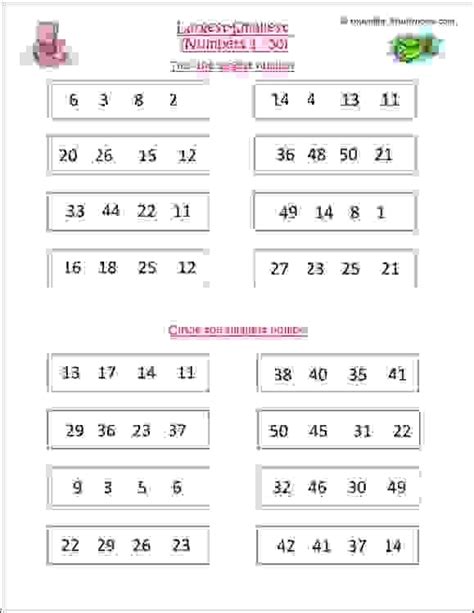 Maths worksheets for grade 1 kids to arrange the numbers in ascending