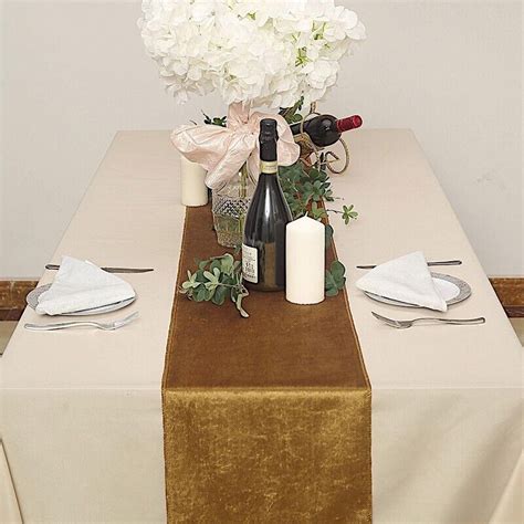 Gold 12x107 Premium Velvet Table Runner Wedding Reception Linens