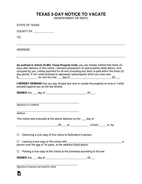 A template for how to write a move out notice. Texas 3 Day Notice to Quit Form | Non-Payment - eForms