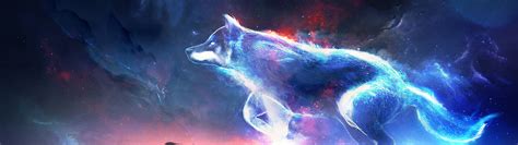 Download Wolf Fantasy Art 4k Wallpaper By Acurtis Dual Monitor