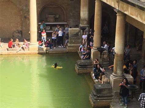 bathing lady escorted out of roman baths after jumping into water somerset live