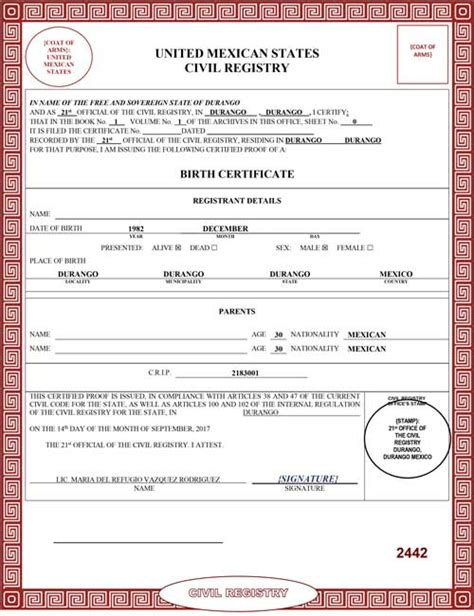 Birth Certificate Translation From Spanish To English Template