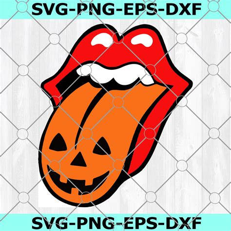Lips And Tongue Pumpkin Svg Jack O Lantern Tongue Clipart Halloween
