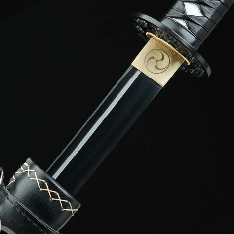 Lame Noire En Acier à Ressort Fait à La Main Véritable épée De Samouraï
