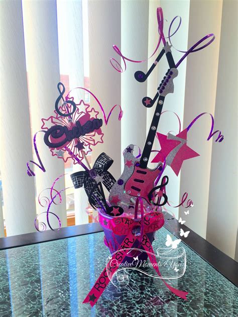 Birthday Girl Rock Star Guitar Musical Notes Table Center Etsy