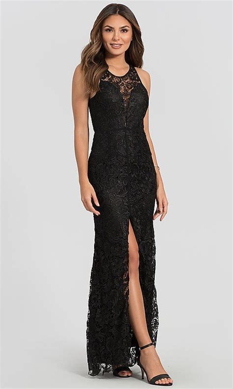 Black Lace Long Formal Wedding Guest Dress Black And White Wedding