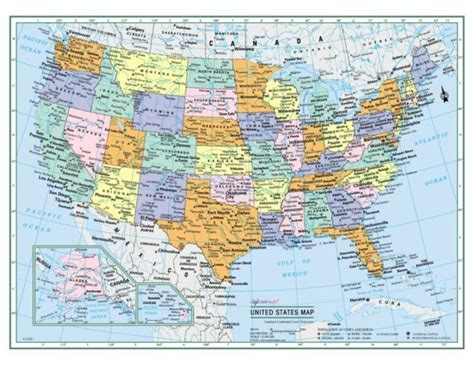 Usa United States Wall Map 22x17 Large Print Laminated 2020 Ebay
