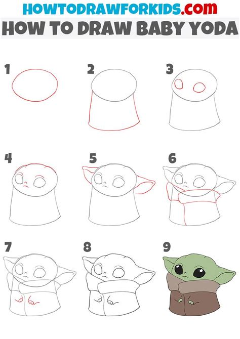 How To Draw Baby Yoda Easy Drawing Tutorial For Kids Easy Disney