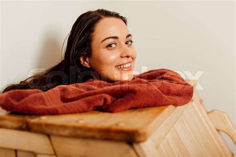 Smiling Woman Taking Steam Bath In Spa Center Stock Image Colourbox
