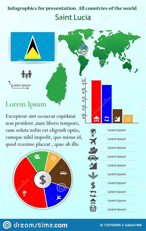 Saint Lucia Infographics For Presentation Stock Illustration