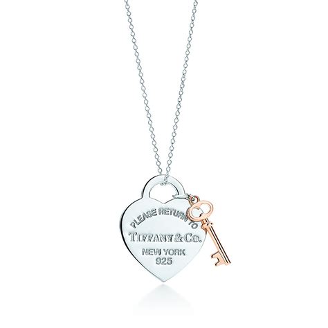 Return To Tiffany® Heart Key Pendant In Silver And Rubedo® Metal