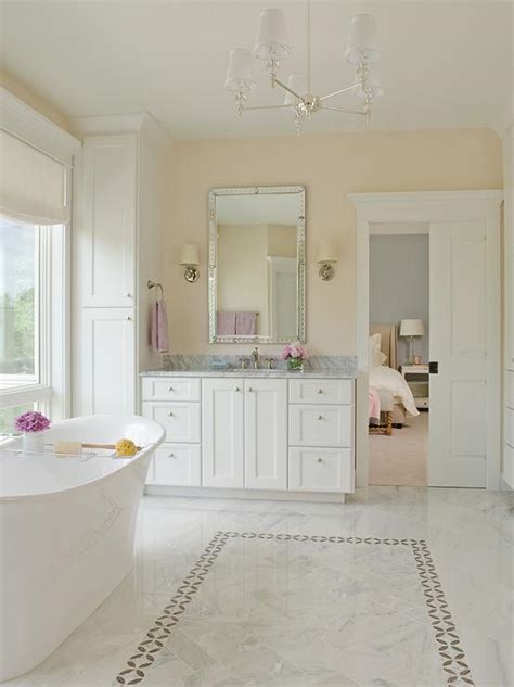 White And Cream Bathroom With Robert Abbey The Muses Chandelier