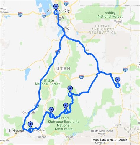 √ Big 5 National Parks In Utah Map
