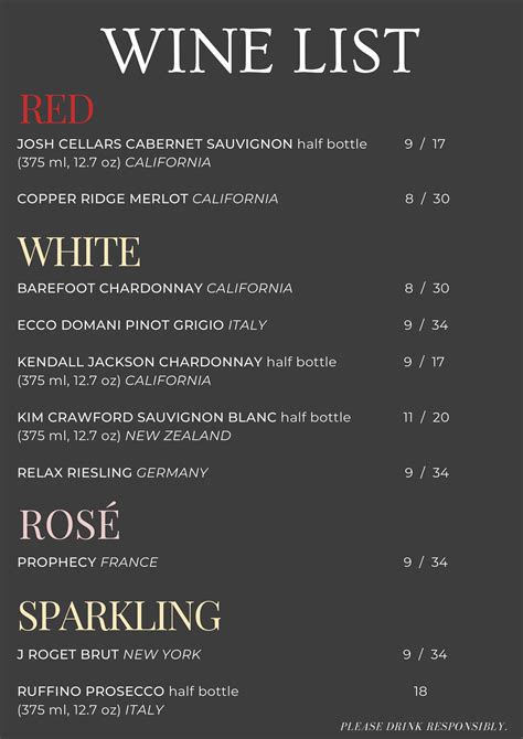 Wine List Template