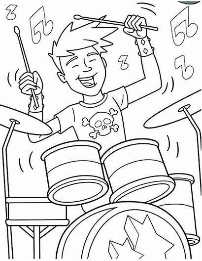 Coloring Pages Band Drum Rock Roll Boy