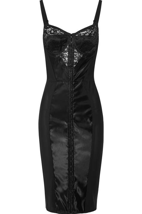 Dolce And Gabbana Lace And Satin Bustier Dress In Black Lyst