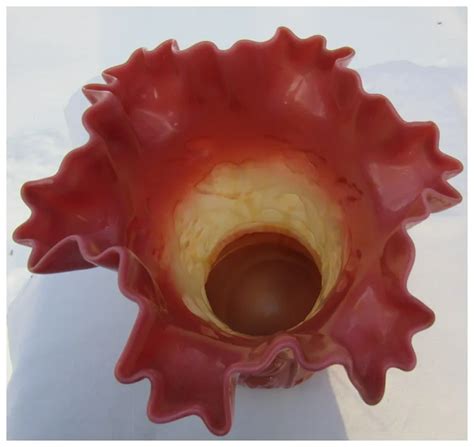 Burmese Ruffled Depose Glass Floral Molded Vase Ruby Lane