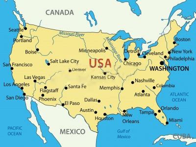 Mapa De Estados Unidos Con Nombres De Ciudades Importantes Mapa De