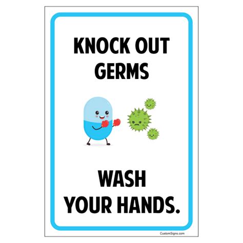 Kill Germs Hand Washing Full Color Sign 6 X 4