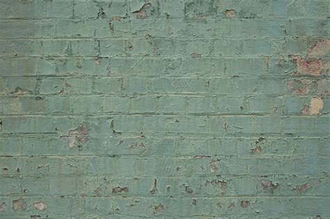 Flaking Painted Teal Brick Wall Stock Photo Download Image Now