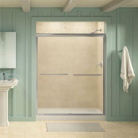 The exhibit series presents simple lines, complimenting the traditional to contemporary style bathroom. KOHLER Gradient 59-5/8 in. x 70-1/16 in. Semi-Frameless ...