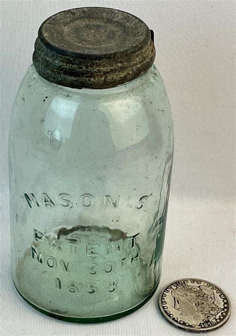 Lot Antique Masons Patent Nov 30th 1858 With Ball Zinc Lid Quart