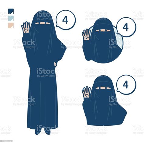 Eine Muslimische Frau Trägt Einen Niqab Mit 4 Bildern Stock Vektor Art Und Mehr Bilder Von