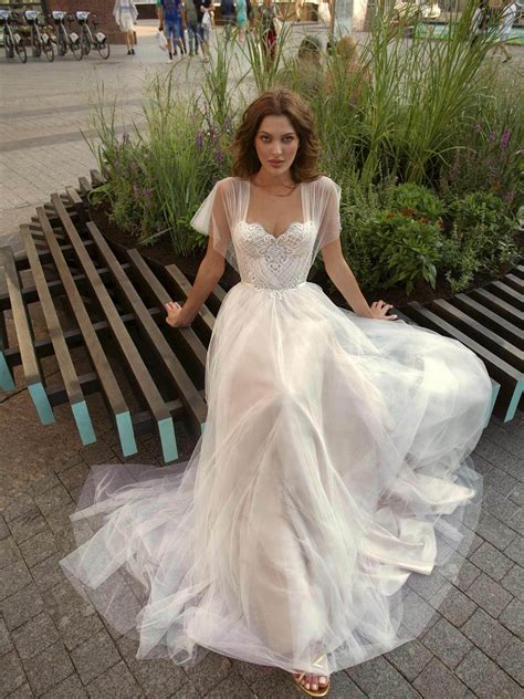 Papilio A Line Wedding Gown With Butterfly Sleeves Fancy Dresses