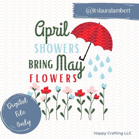 April Showers Bring May Flowers Svg Cut File Spring Rain Etsy