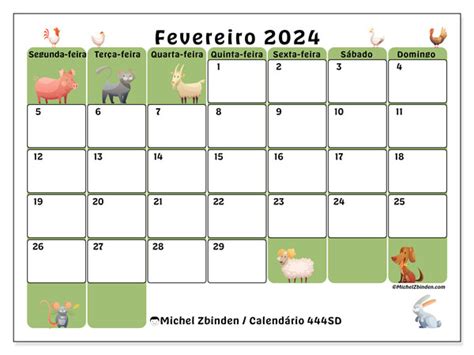 Calendário De Fevereiro De 2024 Para Imprimir “444sd” Michel Zbinden Mo