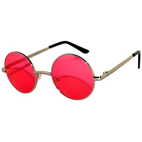 Owl Owl ® Eyewear Sunglasses 43mm Women’s Metal Round Circle Silver Frame Red Lens One Pair