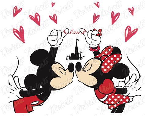 Mickey Mouse And Minnie Kissing Svg Love Svg Mickey Mouse Etsy