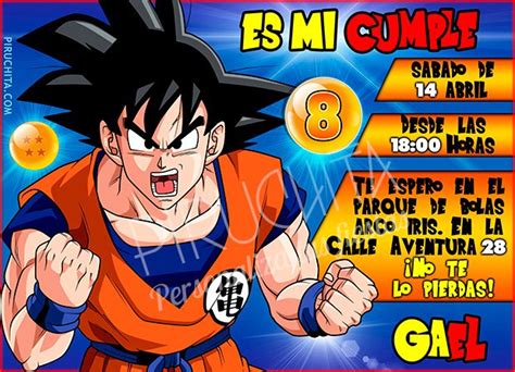 He lives only to get stronger and help others. Invitación cumpleaños Dragon Ball #02 | Digital Imprimible ...