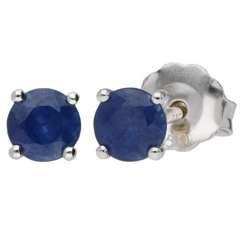 18ct White Gold 4mm Sapphire Solitaire Round Shape Stud Earrings Buy