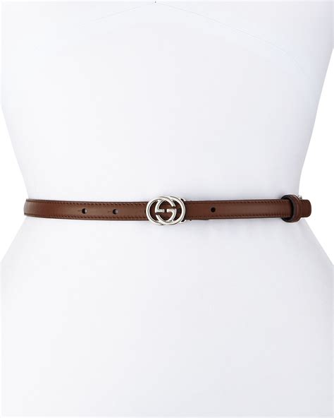 Lyst Gucci Gg Buckle Thin Belt In Brown