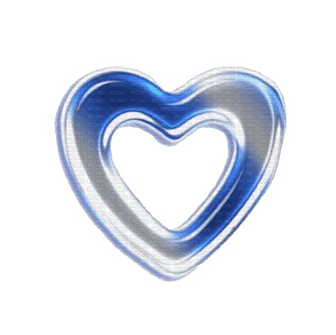 Heart Blue Silver Webcore Heart Y2k Glossy Blue Silver