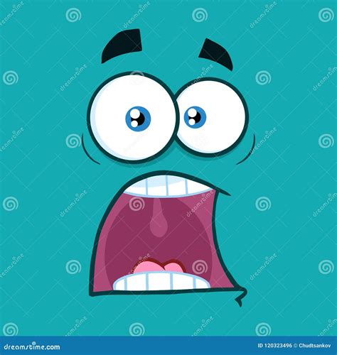 Scared Cartoon Funny Face With Panic Expression Stock Vector