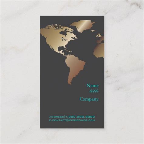 Pixdezines Going Globalworld Mapfaux Metallic Business Card Zazzle