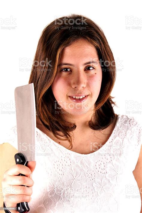 Girl With Knife Stock Photo Download Image Now 2015 Adult