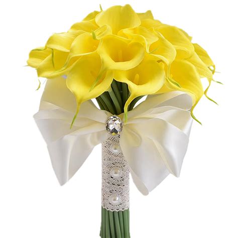 Check spelling or type a new query. Romantic artificial white yellow Calla lily flower bouquet ...