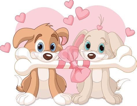 Two Valentine Dogs Stock Vector Colourbox