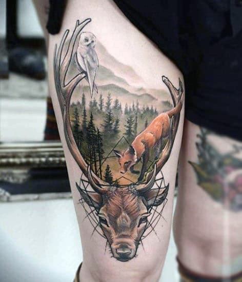 Attached are some of mine. 90 Deer Tattoos For Men - Manly Outdoor Designs
