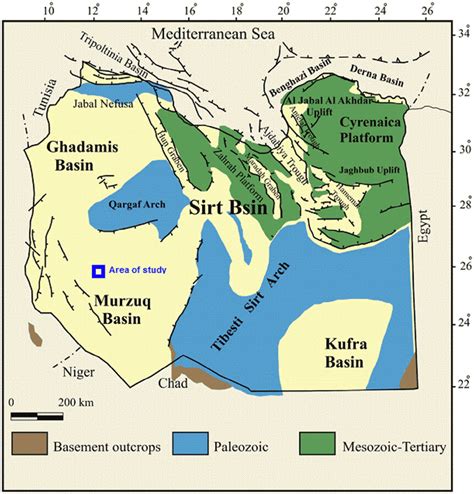 Tectonic Map Of Libya Including Murzuq Basin 4 Download