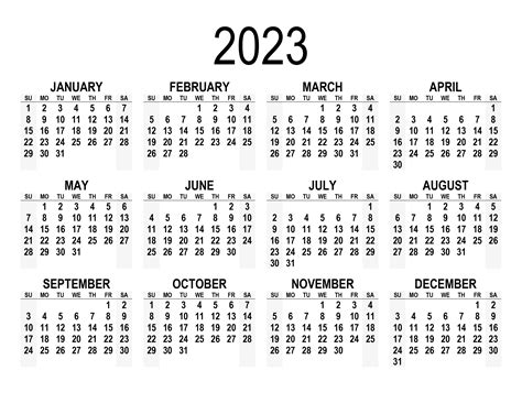 Yearly Calendar For 2023