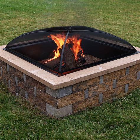 Sunnydaze Fire Pit Spark Screen Cover Outdoor Heavy Duty Steel Square