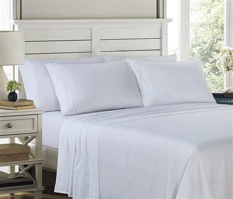Plain Microfiber Bed Sheet Setwhite Queen Deep Pocket Bed Sheet Set