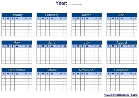 Templates Of Yearly Calendars Blank Yearly Calendar Landscape Get