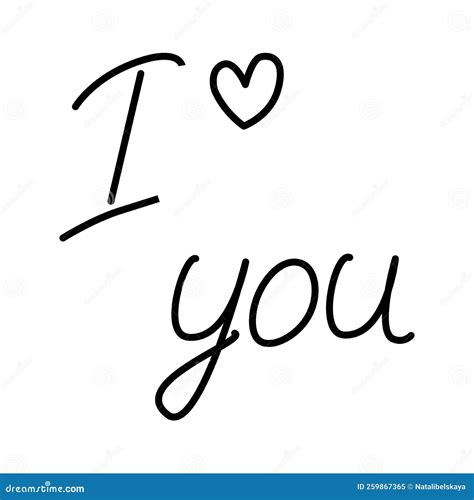 I Love You Hand Drawn Text With Heart Shape In Minimalist Style Line
