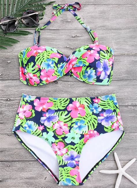 Floral Printing High Waisted Bikini Set Women Pokeek Swimwear And Yogawear Manufacturer