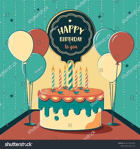 happy birthday card cake balloons stock vector royalty free 2275322701 shutterstock